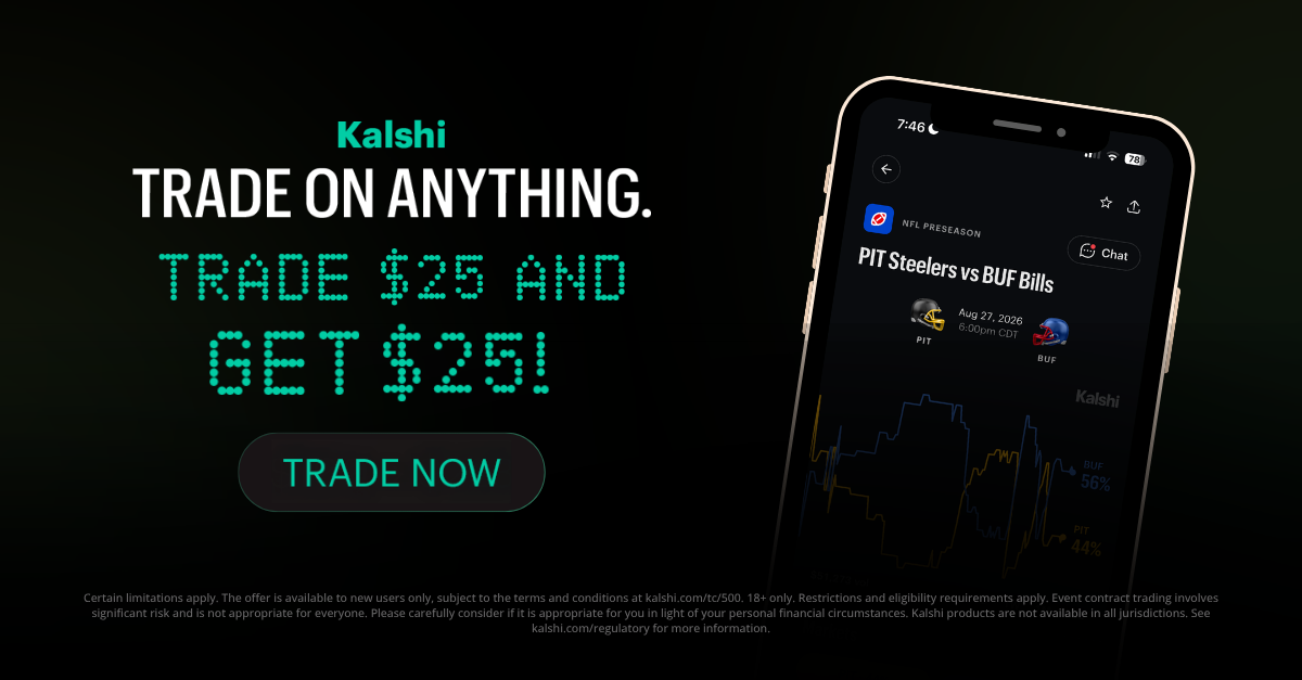 Kalshi promotional offer. Select to view eligibility and terms.