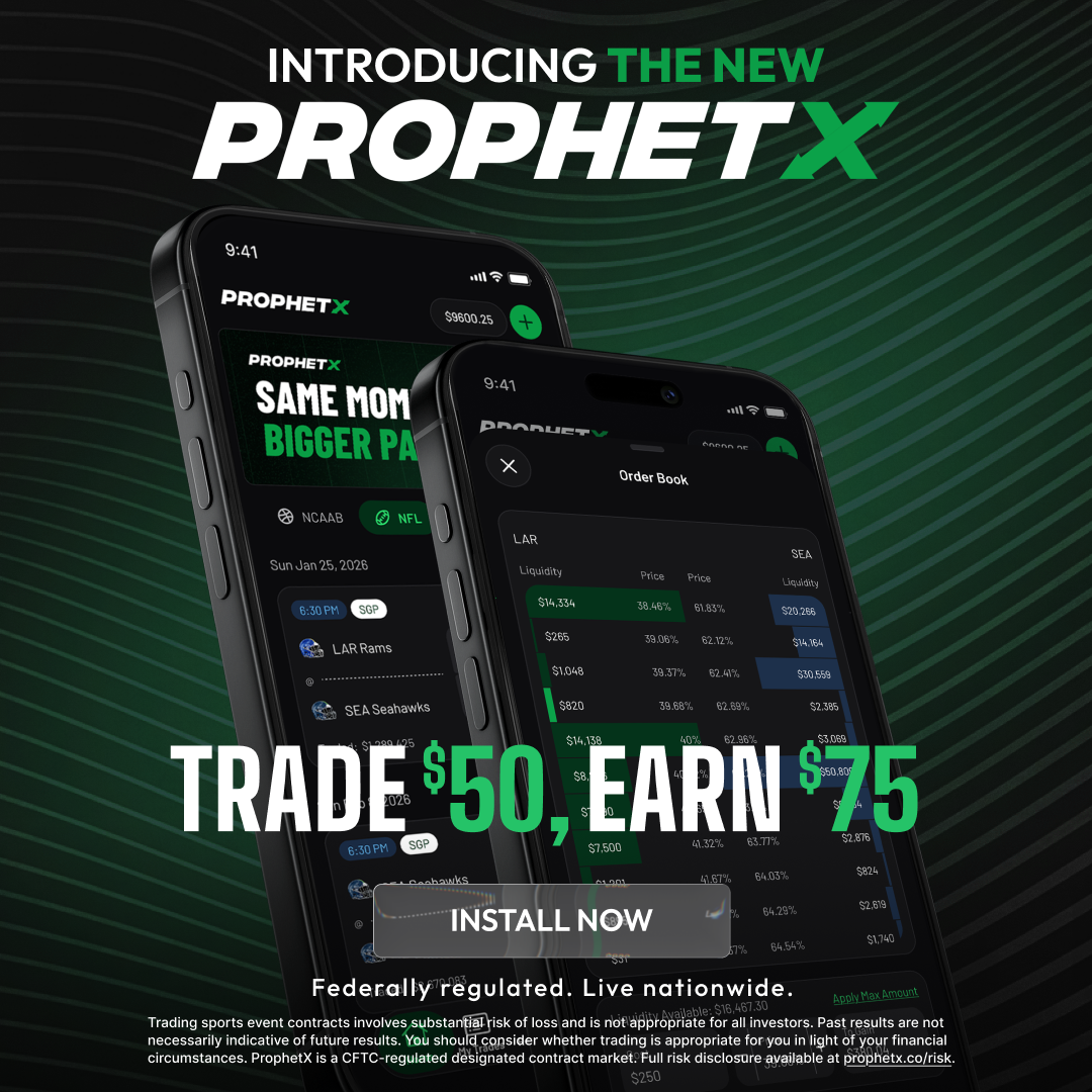 ProphetX promotional offer. Select to view eligibility and terms.
